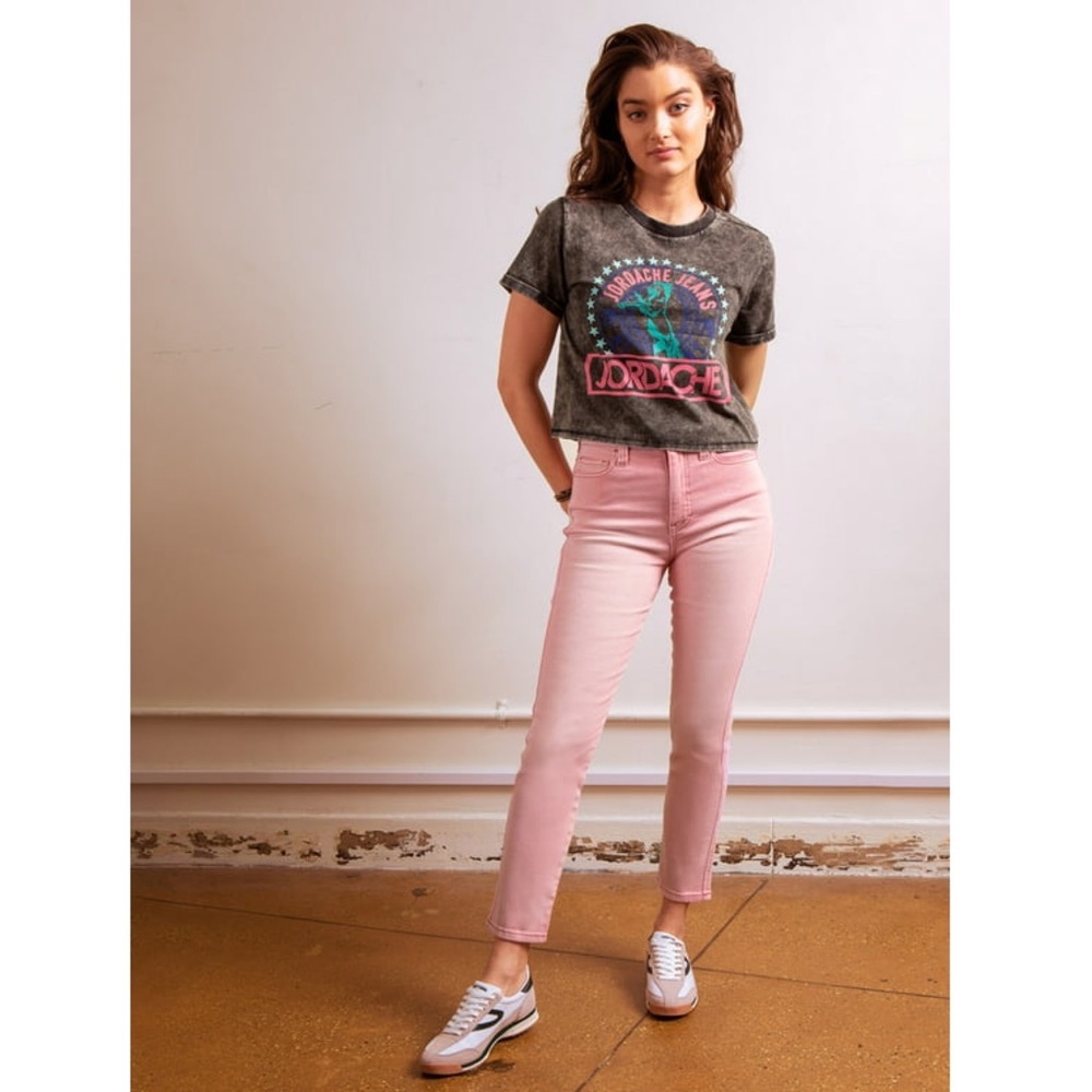 Jordache Vintage High Rise Straight Leg Pastel Pink Denim Jeans - Size 30‎